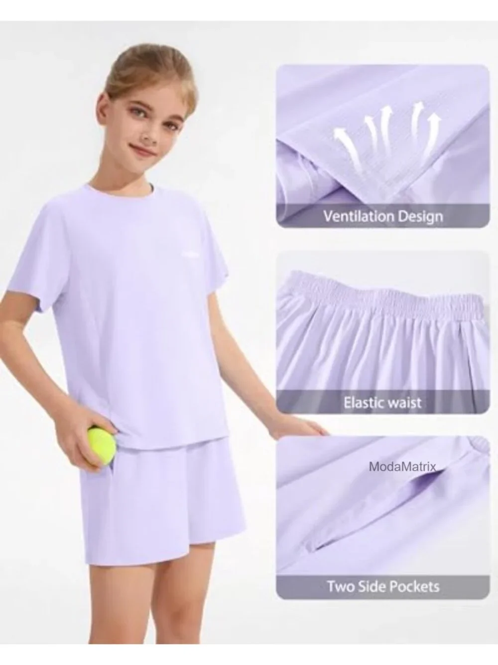 Girls 2 Piece Athletic Shorts Set with Side Pockets Nylon Spandex Yoga Dance